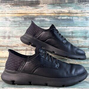 Skechers Slip Ins Athletic Shoes Size 11.5 Black Leather Casual Sneaker Walking